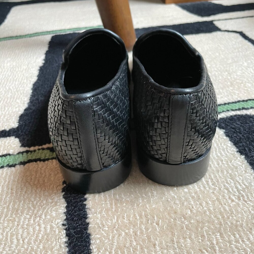 WORN ONCE Vince Black Leather Woven Naomi Loafers EU 35.5 US 5.5 - Picture 4 of 6
